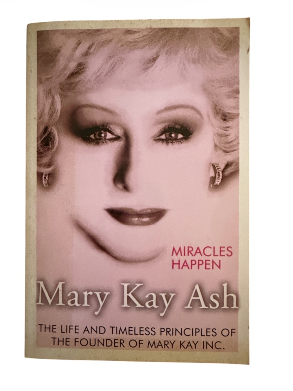 Mary Kay Ash Pink and White Book Cover - "Miracles Happen" life